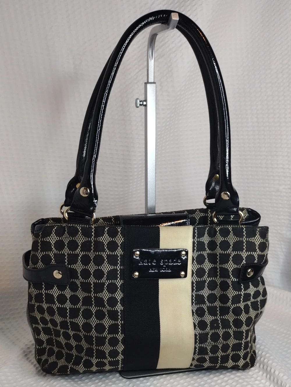 kate spade Black and Cream Patterned Shoulder Bag